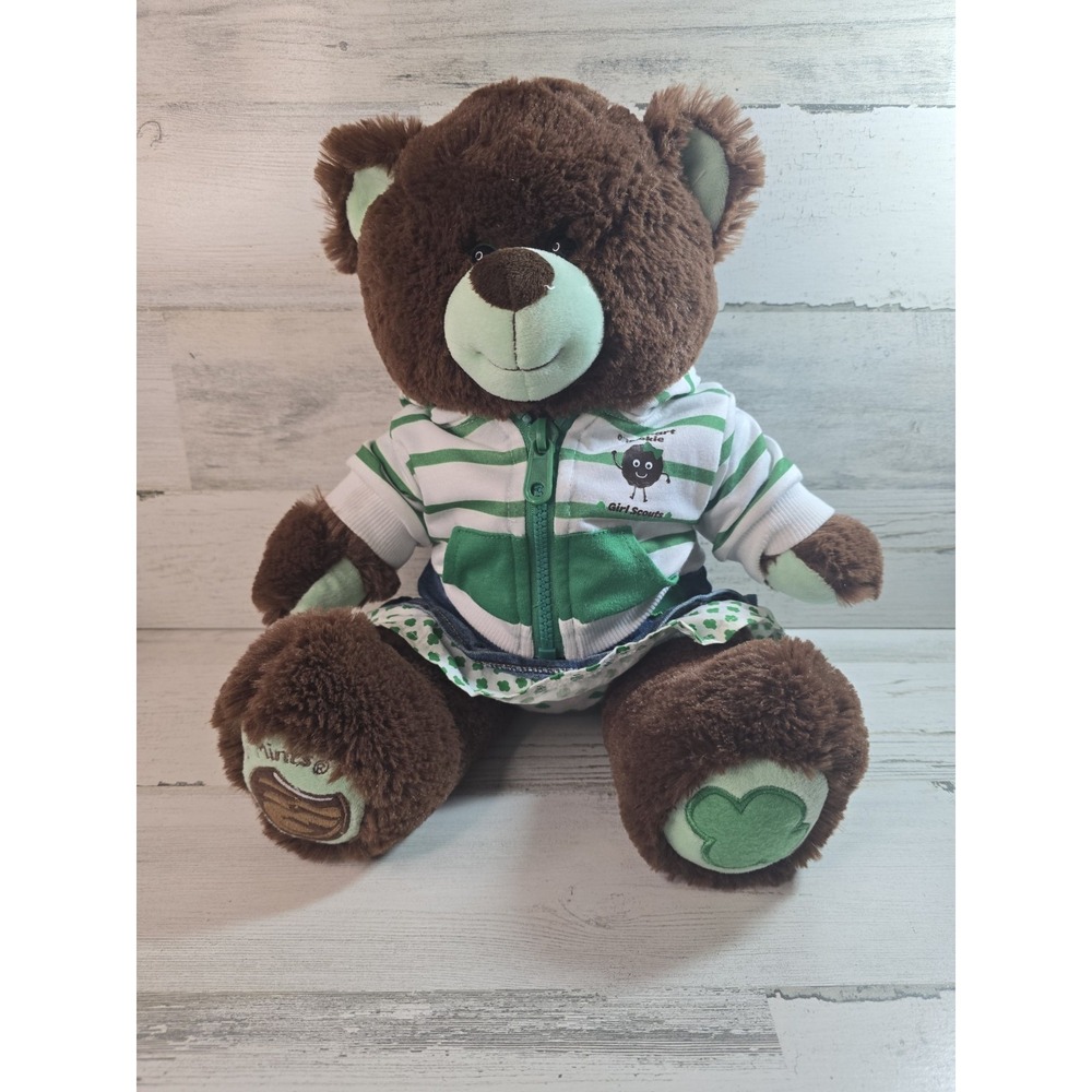 Build-A-Bear Girl Scouts Thin Mints Bear Brown Plush 16" Hoodie Denim Skirt 2013